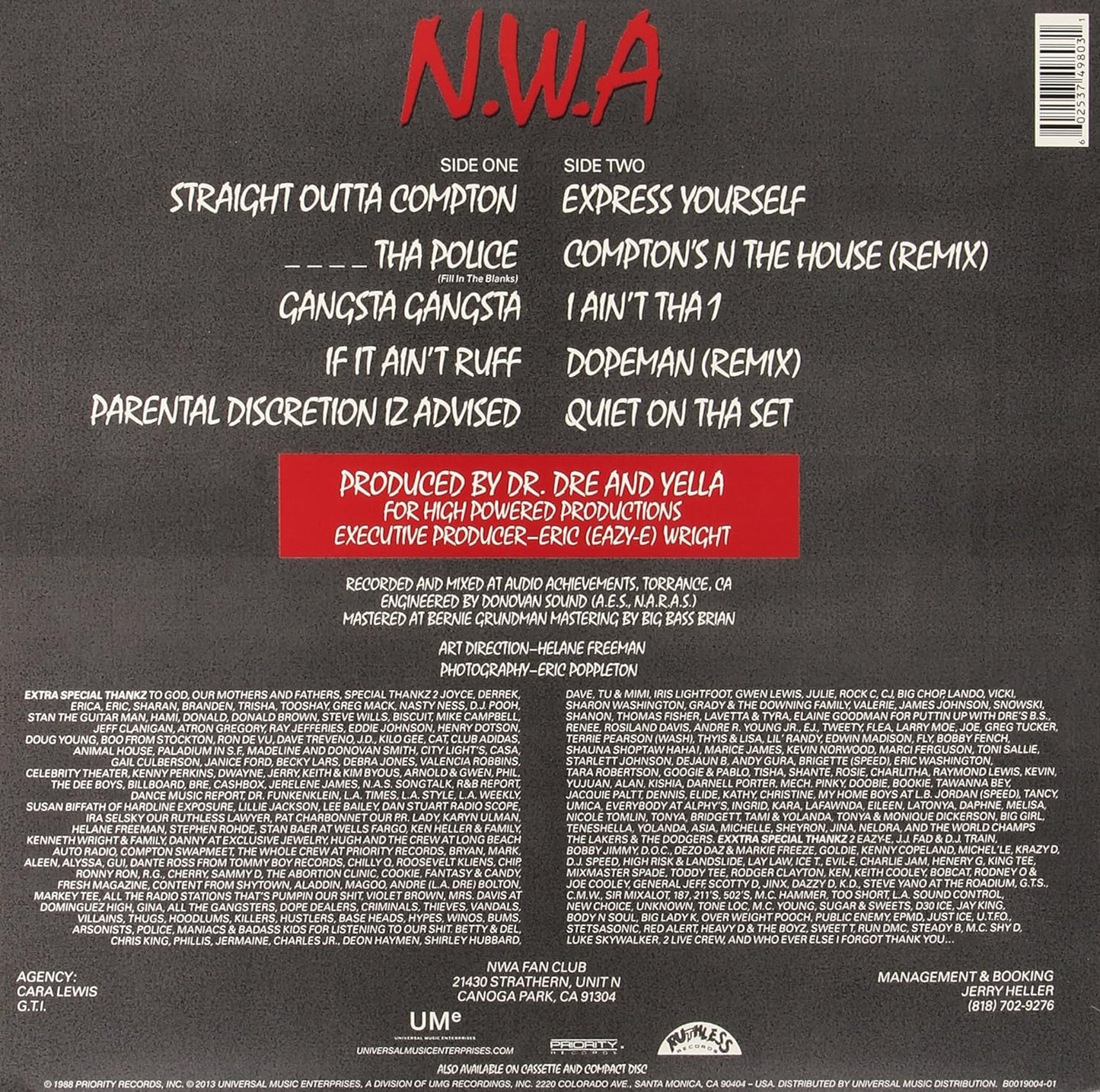 N.W.A. -Straight Outta Compton Remastered Vinyl LP