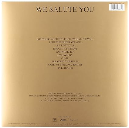 AC/DC -For Those About to Rock We Salute You Vinyl LP