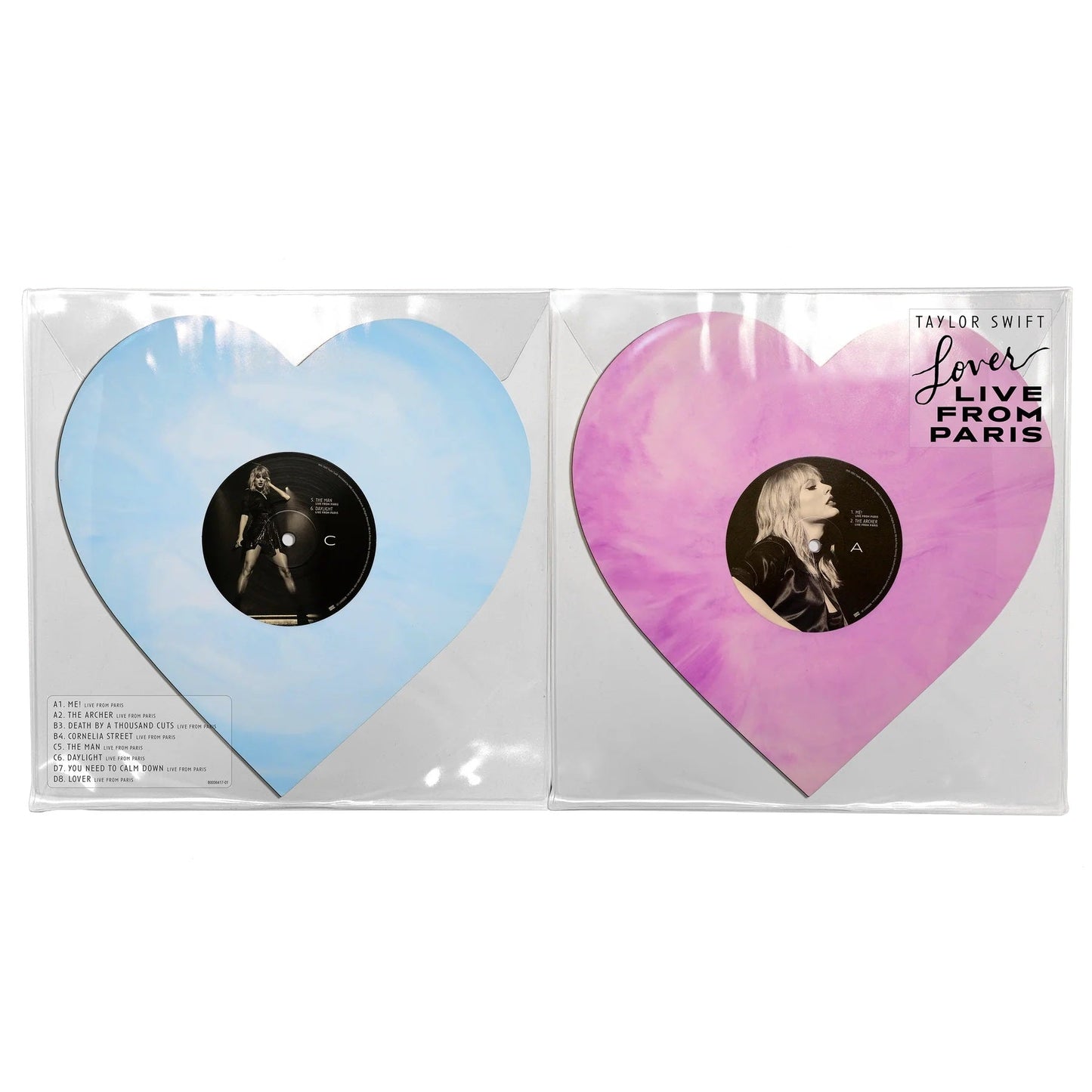 Taylor Swift - Lover Live from Paris Exclusive Heart Shaped Pink Blue 2x LP Colored Vinyl Record